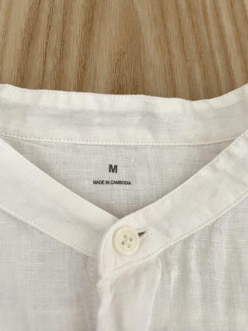 MUJI 100% Linen Oversized Mandarin Collar Button Front Top White size Medium - Picture 5 of 7